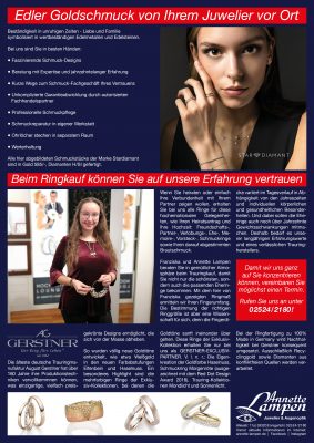 Werbeanzeige im Ennigerloher Blickpunkt - Ausgabe November 2022 Goldschmuck by Annette Lampen Juwelier & Augenoptik