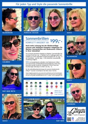 Sonnenbrillen Komplett-Angebot ab 199,- € bei Annette Lampen - Juwelier & Augenoptik